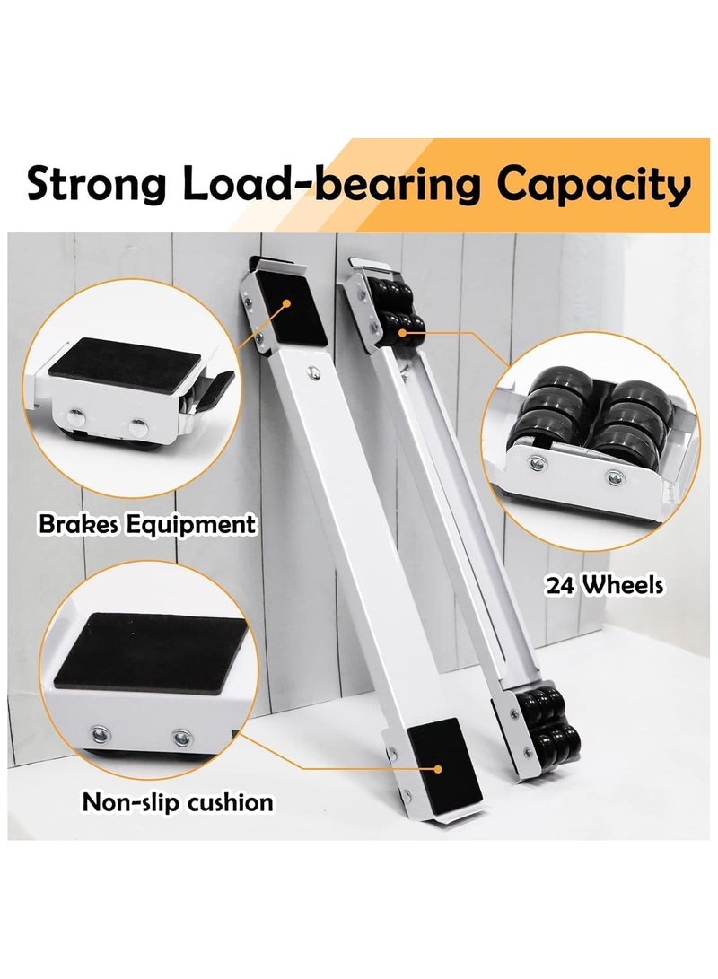 NANAO حامل أجهزة قابل للتعديل وقوي، قاعدة متحركة قابلة للتعديل للغسالة، الثلاجة والمجفف، 24 عجلة قابلة للقفل، وسادات مضادة للانزلاق، إطار معدني قوي، يتحمل حتى 660 رطل (رمادي) - Image 4