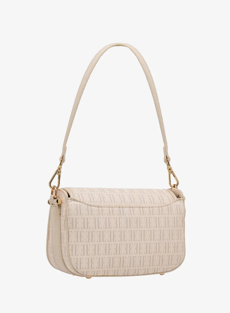 Elle BEIGE Monogram Print Crossbody Bag With Detachable Strap for Women | Best Price UAE
