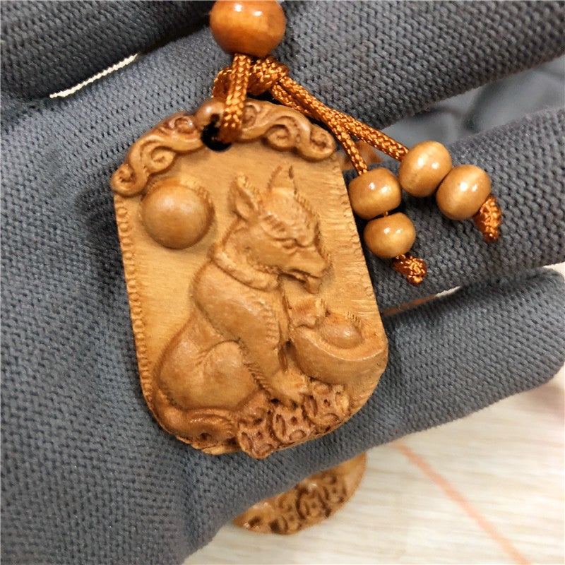 Selling Wooden Carved Long Sign With Twelve Zodiac Signs Peach Wood Keychain Keychain Pendant For Street Stalls And Night Markets - Image 1