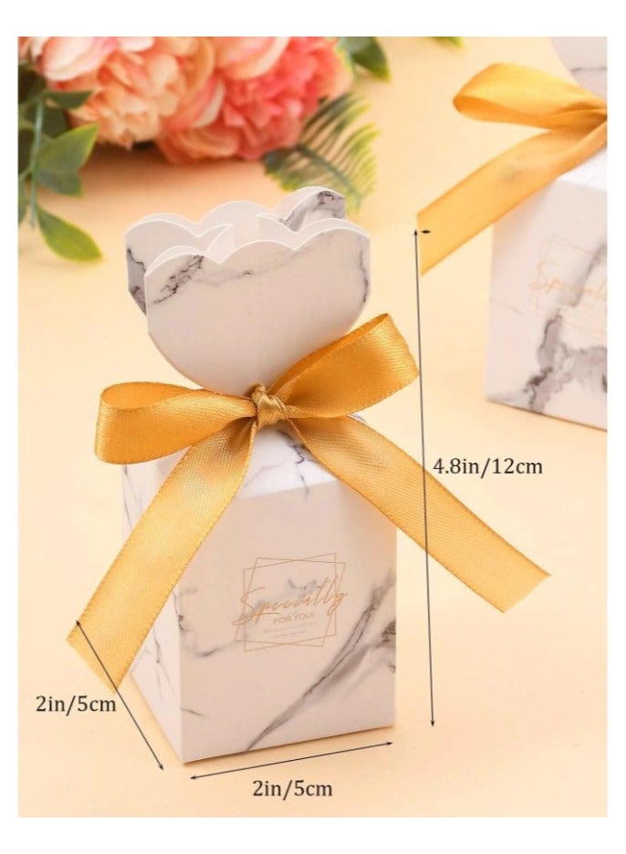 10 gray and white gift boxes with gold ribbon for wrapping and decorating gifts on occasions like birthday, wedding and celebrations - Image 4