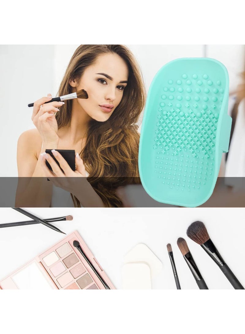 SOLARAE Silicone Makeup Brush Cleaner Mats Pads, Back Strap Cosmetic Brush Cleaning Mat Portable Washing Tool for Makeup, for Cleaning (Green) - Image 4