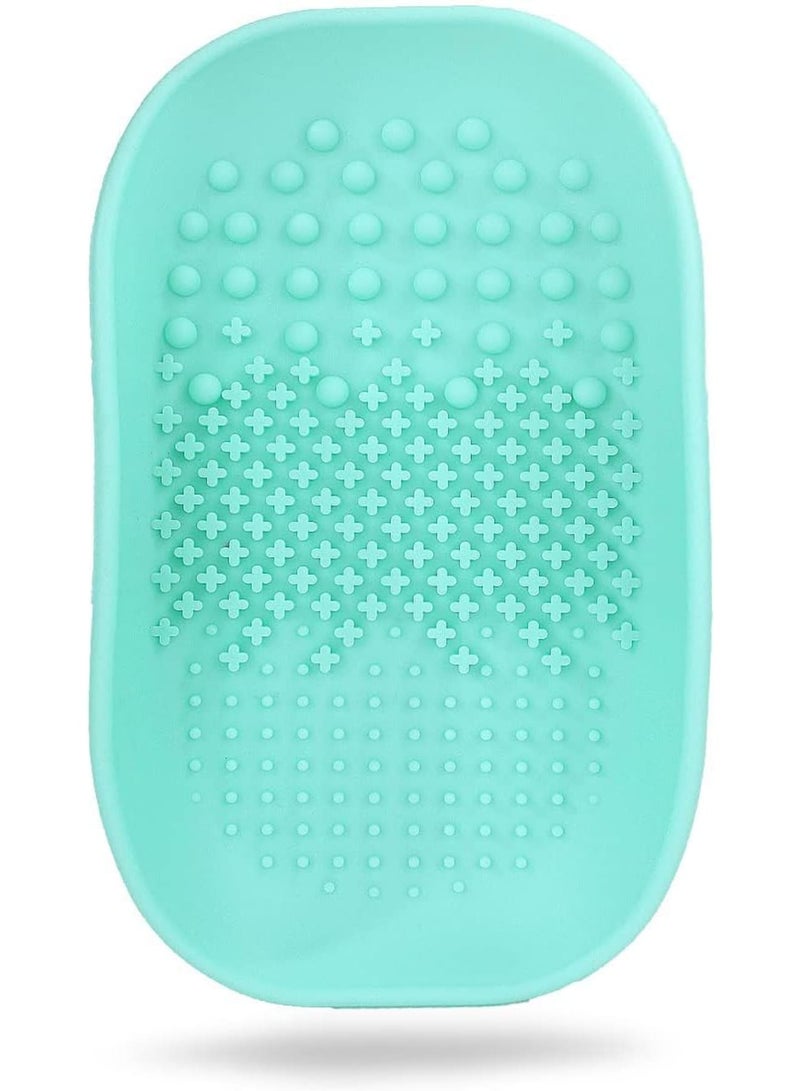 SOLARAE Silicone Makeup Brush Cleaner Mats Pads, Back Strap Cosmetic Brush Cleaning Mat Portable Washing Tool for Makeup, for Cleaning (Green) - Image 2