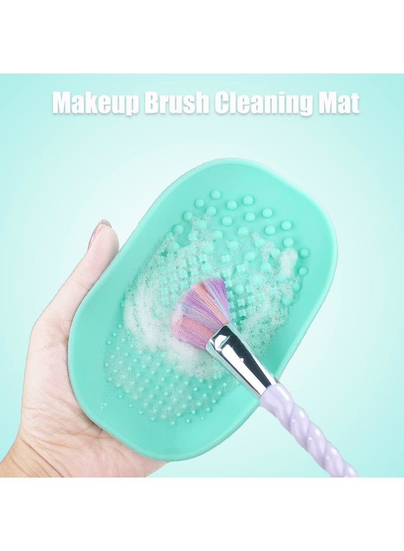 SOLARAE Silicone Makeup Brush Cleaner Mats Pads, Back Strap Cosmetic Brush Cleaning Mat Portable Washing Tool for Makeup, for Cleaning (Green) - Image 5