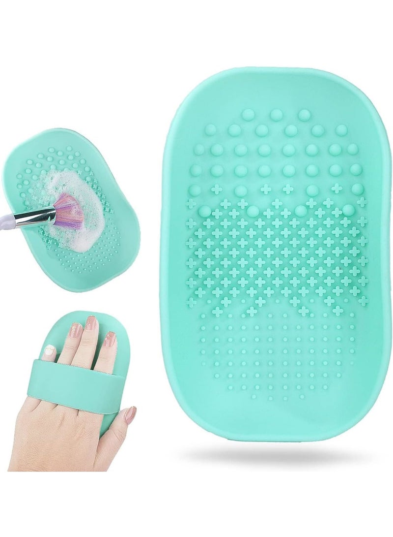 SOLARAE Silicone Makeup Brush Cleaner Mats Pads, Back Strap Cosmetic Brush Cleaning Mat Portable Washing Tool for Makeup, for Cleaning (Green) - Image 1