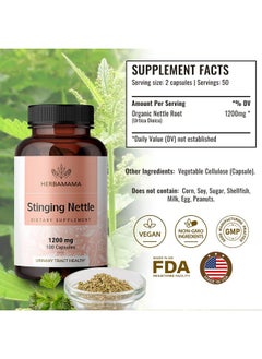 HERBAMAMA Stinging Nettle Root Capsules Organic Stinging Nettle Root Powder Pills Urtica Dioica Herbal Supplement 100 Vegan Caps  - Image 3