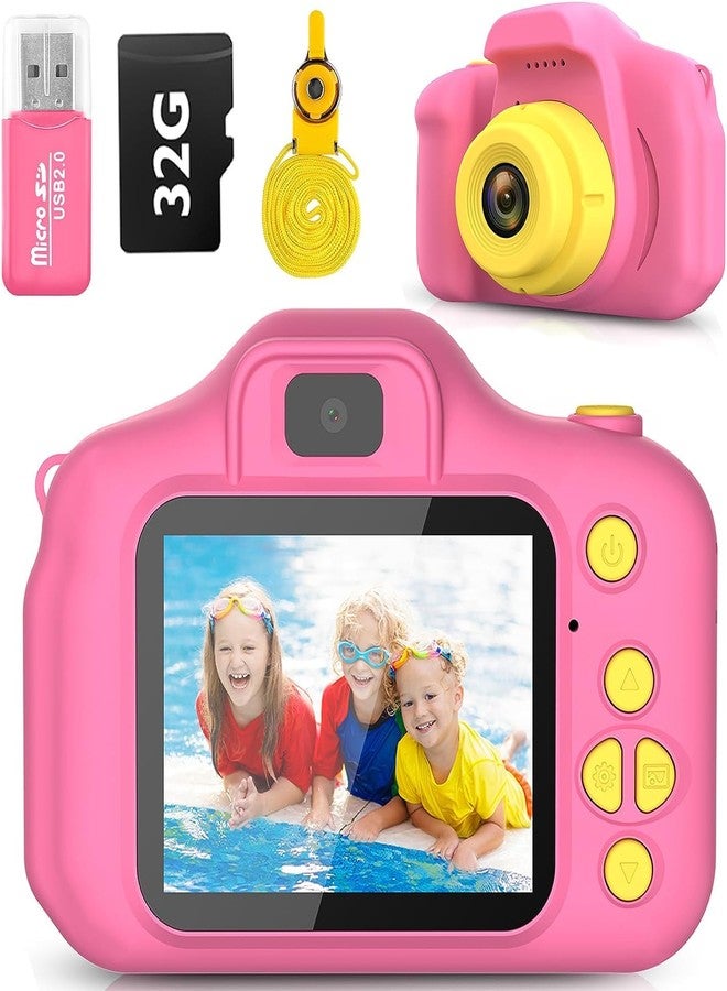 Desuccus Kids Camera HD 1080p for Girls, 3-8 Year Old, 32GB SD Card, 5 Fun Games, Pink - Image 1