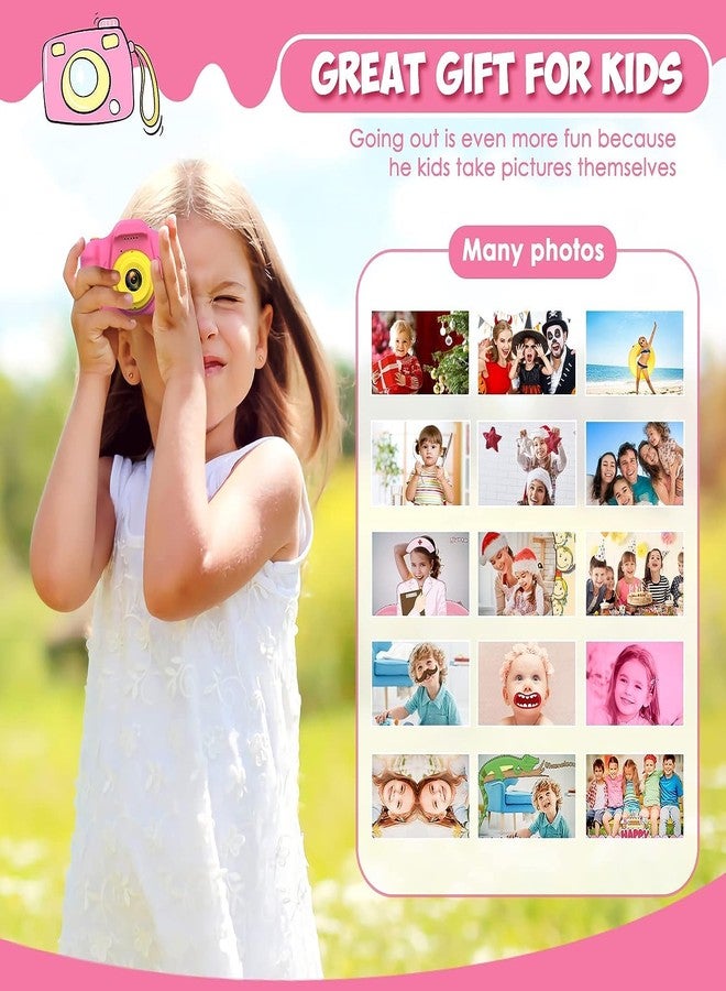 Desuccus Kids Camera HD 1080p for Girls, 3-8 Year Old, 32GB SD Card, 5 Fun Games, Pink - Image 3