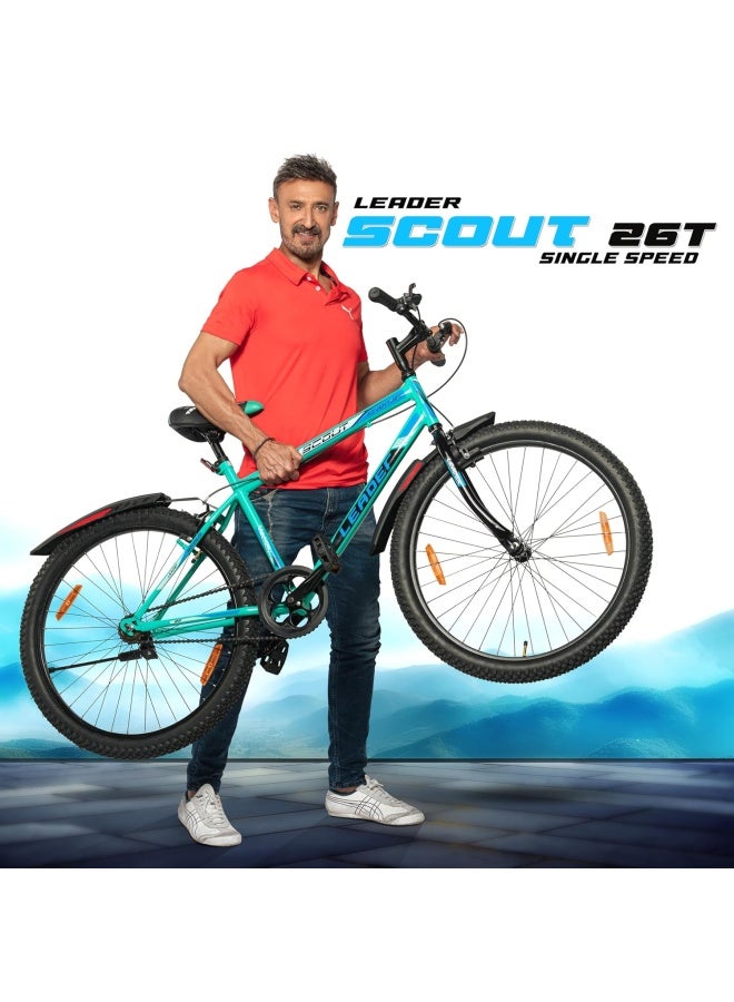 Leader دراجة جبلية سكوت 26 بوصة || سرعة واحدة || تعليق أمامي وقرص وكابح V || لون أخضر بحري وأسود || للجنسين || حجم الإطار - 18 بوصة - Image 2