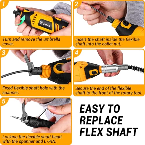 DEKOPRO Rotary Tool Kit: DEKOPRO Power Hand Rotary Tools Mini for Wood/Metal, Electric Grinder Drill Machine Set with Flex Shaft for Carving, Cutting, Sanding, Grinding, Polishing, Engraving - Image 4