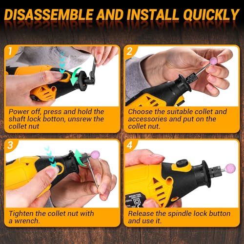 DEKOPRO Rotary Tool Kit: DEKOPRO Power Hand Rotary Tools Mini for Wood/Metal, Electric Grinder Drill Machine Set with Flex Shaft for Carving, Cutting, Sanding, Grinding, Polishing, Engraving - Image 5