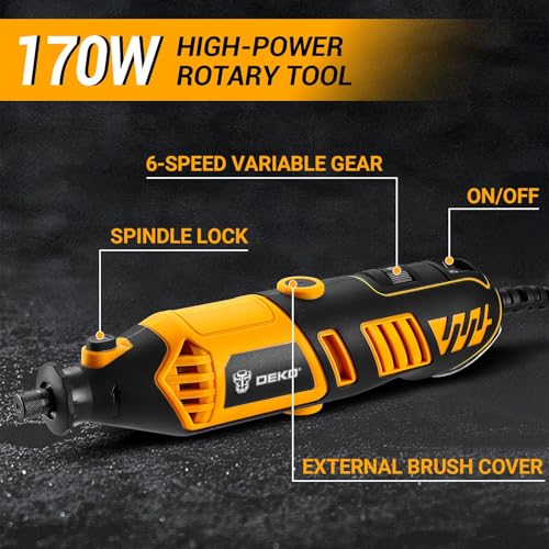 DEKOPRO Rotary Tool Kit: DEKOPRO Power Hand Rotary Tools Mini for Wood/Metal, Electric Grinder Drill Machine Set with Flex Shaft for Carving, Cutting, Sanding, Grinding, Polishing, Engraving - Image 3