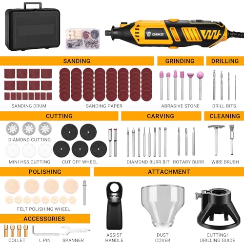 DEKOPRO Rotary Tool Kit: DEKOPRO Power Hand Rotary Tools Mini for Wood/Metal, Electric Grinder Drill Machine Set with Flex Shaft for Carving, Cutting, Sanding, Grinding, Polishing, Engraving - Image 2