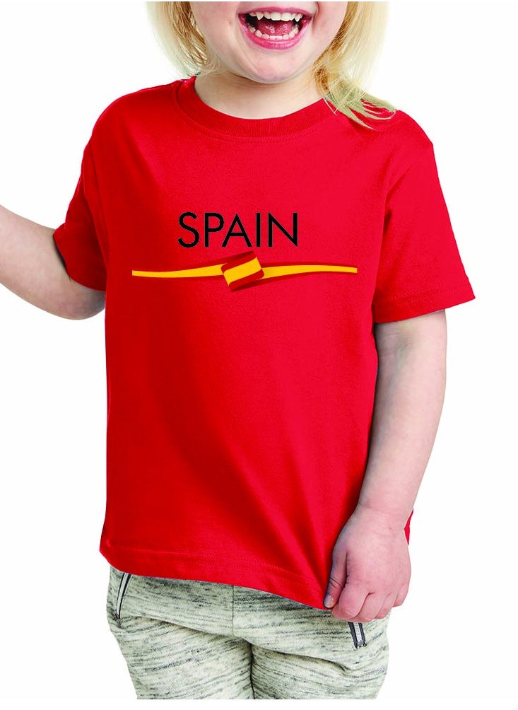 Generic - Spain Kids T-Shirt for Girls - Round Neck Short Sleeve Cotton T-Shirt - Soft and Comfortable Kids Girls Tshirt - Perfect for Spanish Souvenirs - Image 1