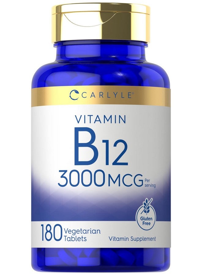 Carlyle فيتامين كارلايل B12 3000 ميكروغرام | 180 قرص | مكمل نباتي | خالي من الكائنات المعدلة وراثيًا وخالي من الغلوتين - Image 1