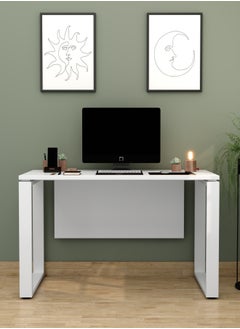 RIGID Steel Single Seater Workstation Desk with Wooden Top White 75x120x60cm  - Image 5