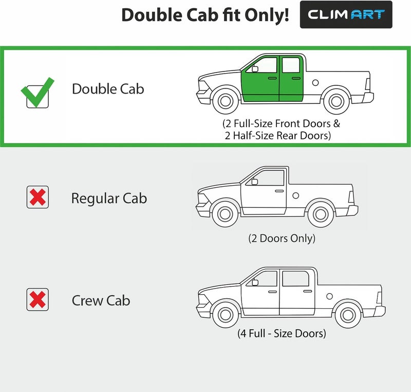 CLIM ART حراس المطر في القناة من CLIM ART لشيفروليه سيلفرادو / جي إم سي سييرا 2014-2018 كاب مزدوج - 4 قطع - Image 3