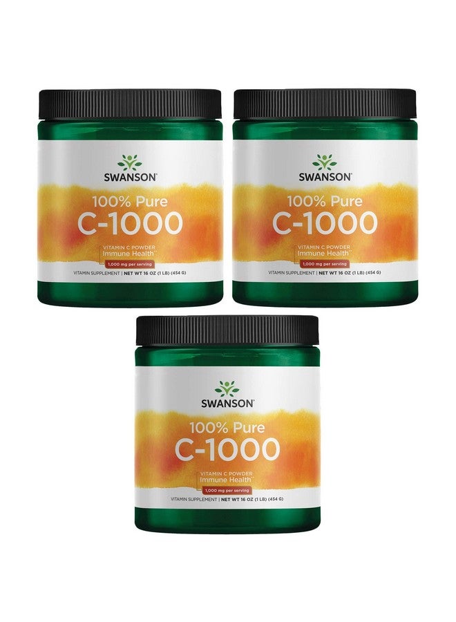 SWANSON Vitamin C Powder 100% Pure Ascorbic Acid Immune System Support Skin Health Cardiovascular Health Antioxidant Supplement 1000 Mg (Per Serving) 1 Lb. 454 G (3 Pack) - Image 1