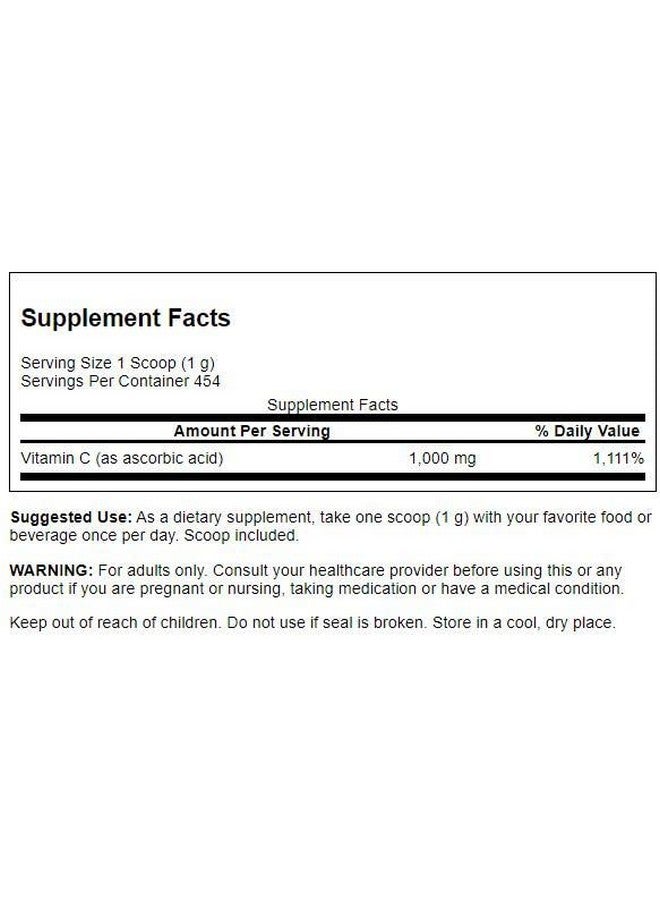 SWANSON Vitamin C Powder 100% Pure Ascorbic Acid Immune System Support Skin Health Cardiovascular Health Antioxidant Supplement 1000 Mg (Per Serving) 1 Lb. 454 G (3 Pack) - Image 3