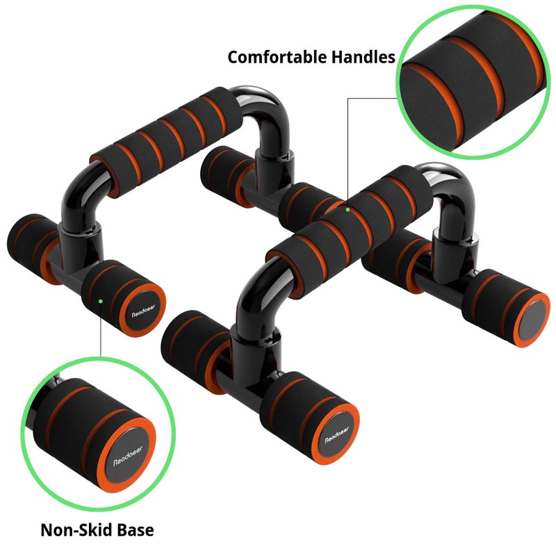 Readaeer Push Up Bars Gym Exercise Equipment Fitness 1 Pair Pushup Handles with Cushioned Foam Grip and Non-Slip Sturdy Structure Push Up Bars for Men & Women (Orange) - Image 3