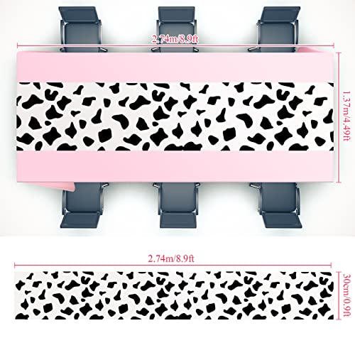 Remagr 54 x 108 Inch Cow Print Tablecloth for Party Decor, Western Table Cloth Cowboy Print Plastic Rustic Table Runner Highland My First Rodeo Toys Farm Animal Holiday Story(Pink,3 Pcs) - Image 3