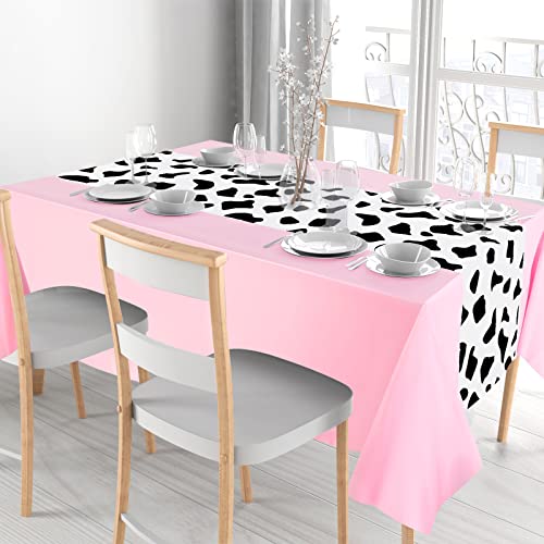 Remagr 54 x 108 Inch Cow Print Tablecloth for Party Decor, Western Table Cloth Cowboy Print Plastic Rustic Table Runner Highland My First Rodeo Toys Farm Animal Holiday Story(Pink,3 Pcs) - Image 5