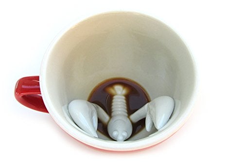 Creature Cups LOBSTER Ceramic Cup (11 Ounce, Red Exterior) - 3D Animal Inside Mug - Birthday, Holiday & Housewarming Drinkware Gift for Coffee & Tea Lovers - Image 1