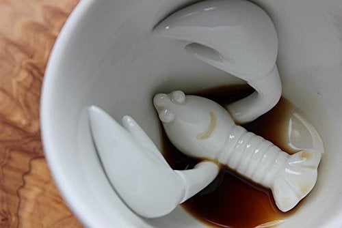 Creature Cups LOBSTER Ceramic Cup (11 Ounce, Red Exterior) - 3D Animal Inside Mug - Birthday, Holiday & Housewarming Drinkware Gift for Coffee & Tea Lovers - Image 2