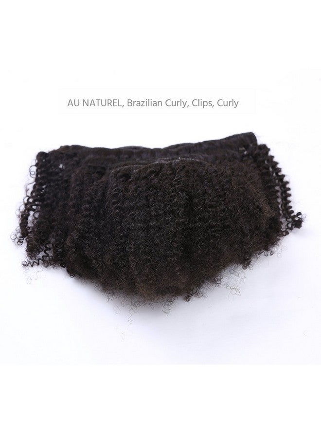 Afro Kinky Curly Clip In Human Remy Hair Extensions Brazilian Curly Clips Hair Extensions 4B 4C 8A Virgin Thick Natural Black Color Clip On For Black Women 10-22 Inch (10 Inch, Ac #1B)