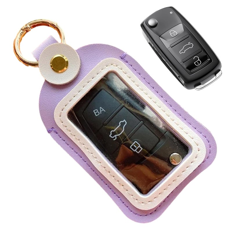 Purple Portable Key Case Holder Sturdy Material Lightweight Keychain Bag Car Accessories - Image 2