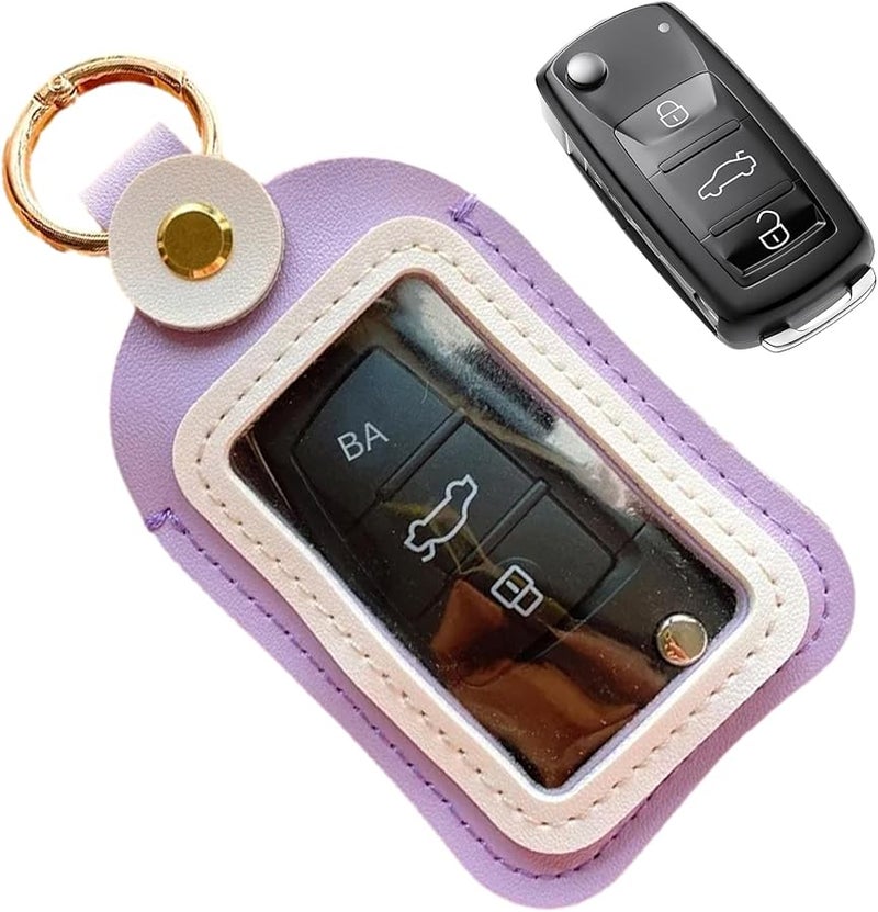 Purple Portable Key Case Holder Sturdy Material Lightweight Keychain Bag Car Accessories - Image 1