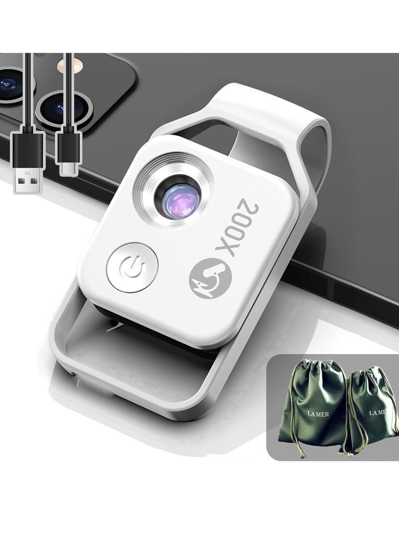 Nanozoom 200x Magnification for iPhone Nanozoom Microscope Phone Lens High-Tech Clip-On Lens (White) - Image 1