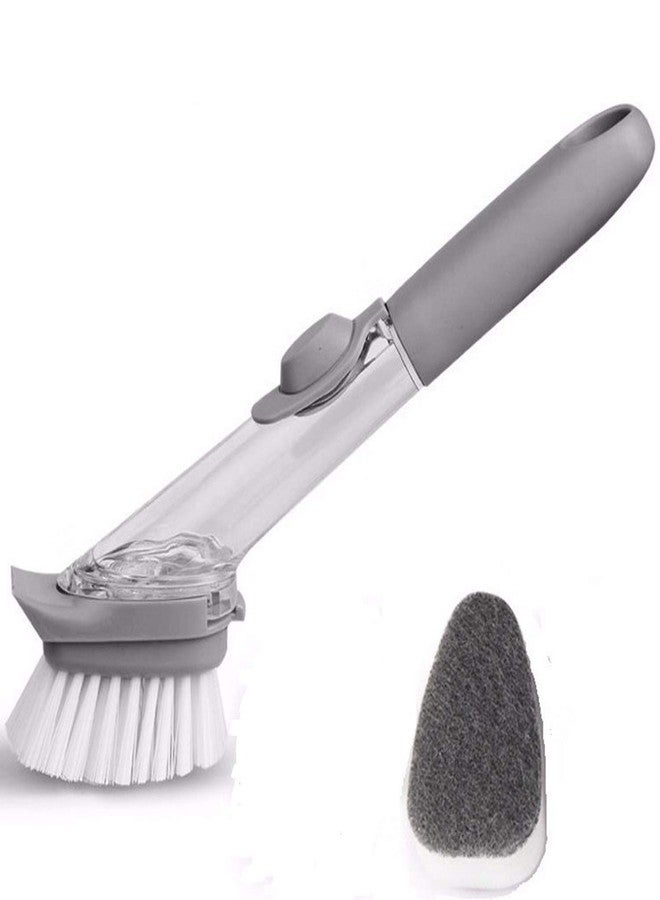 GLIVE (LABEL) Kitchen Dish Bowl Cleaning Decontamination Long Handle Cleaning Wok Brush Scrubber Dish Wand Brush Set || Liquid Soap Dispenser Tool || Dish Bowl Washing Sponge - Image 3