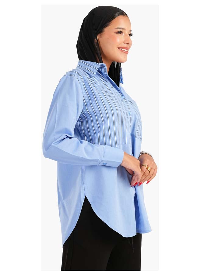 Carina Blue Poplin Basic Shirt - Image 2