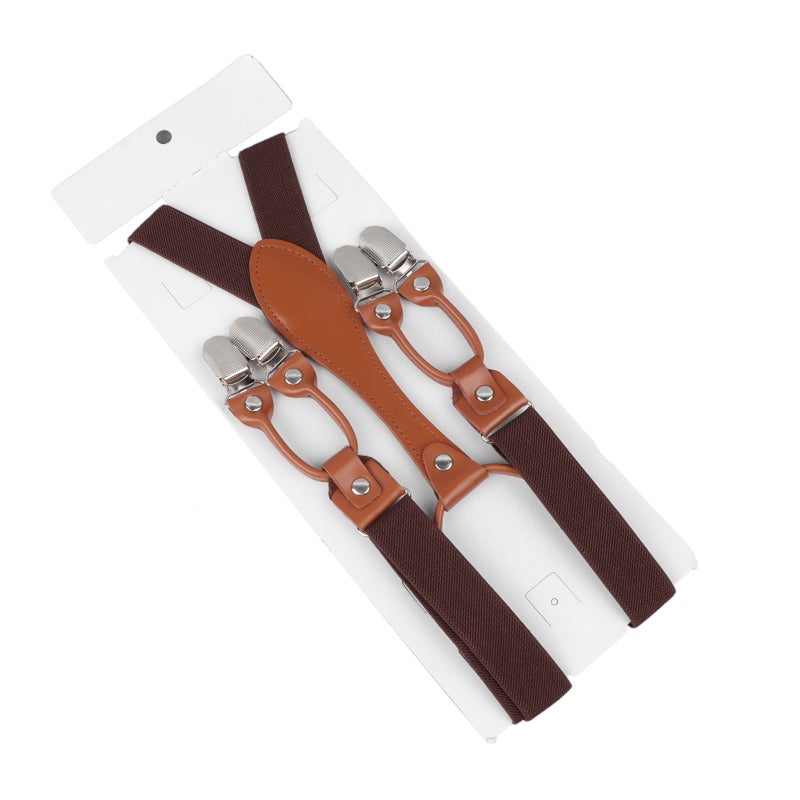 Men Suspenders: Dark Coffee Adjustable Elastic Heavy Duty Suspenders - Durable Metal Clips Fashionable Elegant Fit for Weddings Work Daily Wear Groomsmen Graduates - Image 2