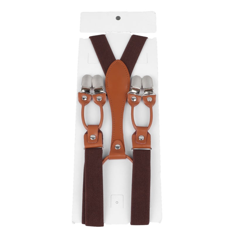 Men Suspenders: Dark Coffee Adjustable Elastic Heavy Duty Suspenders - Durable Metal Clips Fashionable Elegant Fit for Weddings Work Daily Wear Groomsmen Graduates - Image 1