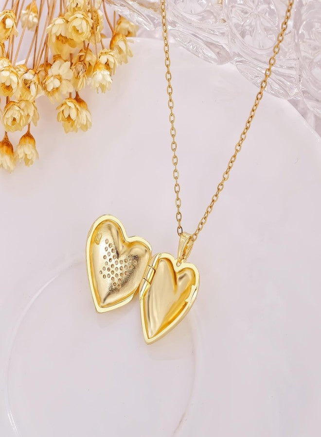 YOUFENG Love Heart Locket Necklace that Holds Pictures Photo Locket Birthday Gifts Gold-plated Butterfly - Image 3