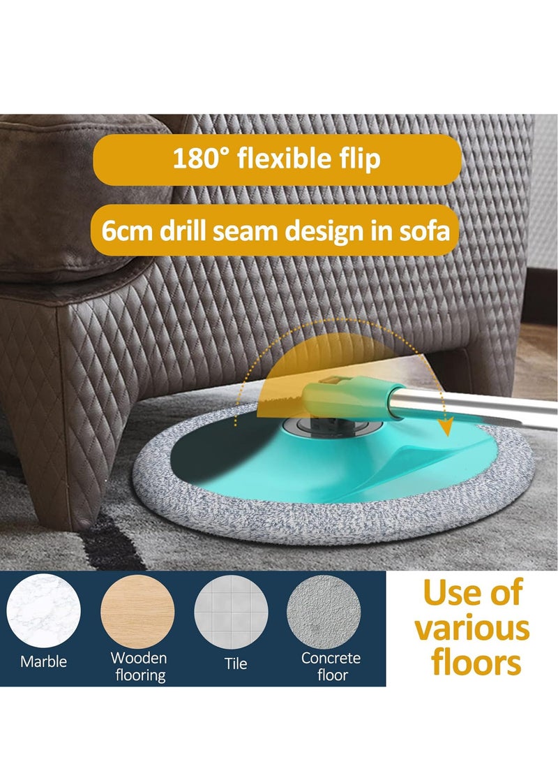 360 Degree Rotating Mop and Bucket Flat Design Self-Separating Mop Set with 2 Microfiber Pads and Extendable Handle Perfect for Cleaning All Kinds of Floors - Image 4