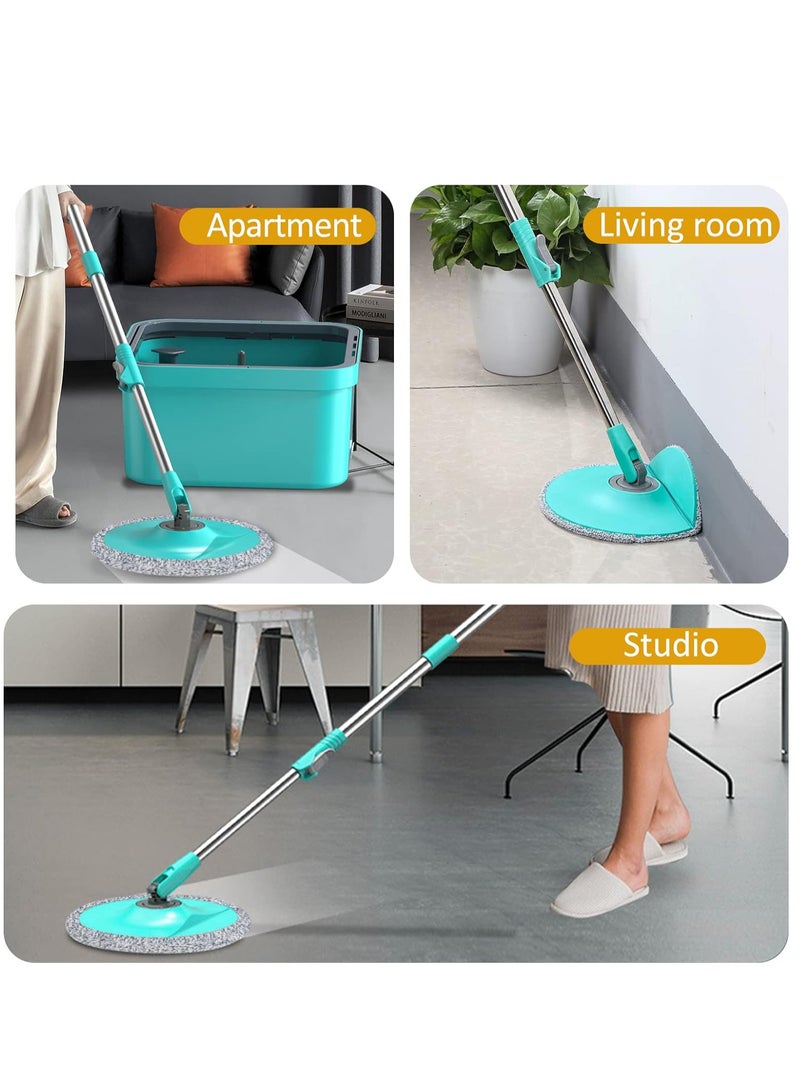 360 Degree Rotating Mop and Bucket Flat Design Self-Separating Mop Set with 2 Microfiber Pads and Extendable Handle Perfect for Cleaning All Kinds of Floors - Image 3