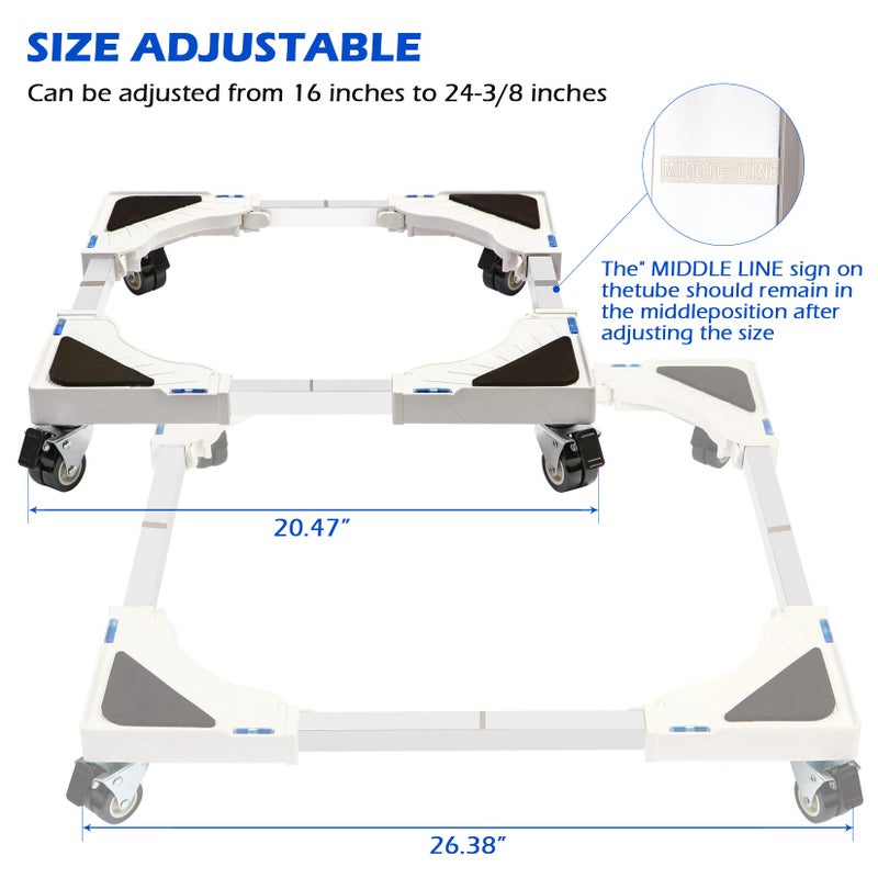 Nefish Furniture Dolly Adjustable Mini Fridge Stand Dolly Cart with 4 Lockable Wheels Washing Machine Stand Mobile Roller Universal Mobile Base Stand for Washer Dryer Refrigerator - Image 3