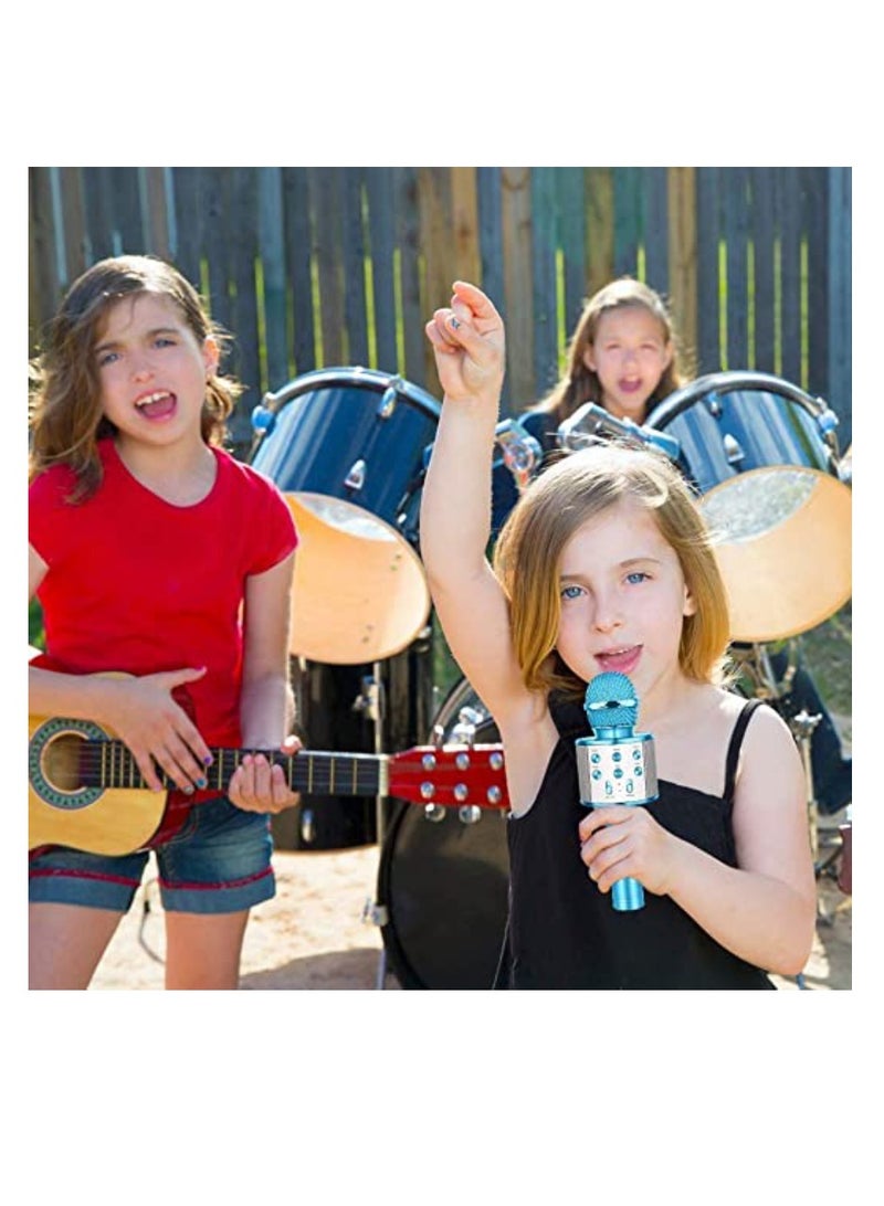 DIGI CORE Kids Microphone Wireless Bluetooth Karaoke Microphone Portable Handheld Karaoke Mic Speaker Machine For Home Party Birthday For All Smartphones Karaoke Machine Toys For Boys & Girls WS-858 Blue - Image 5