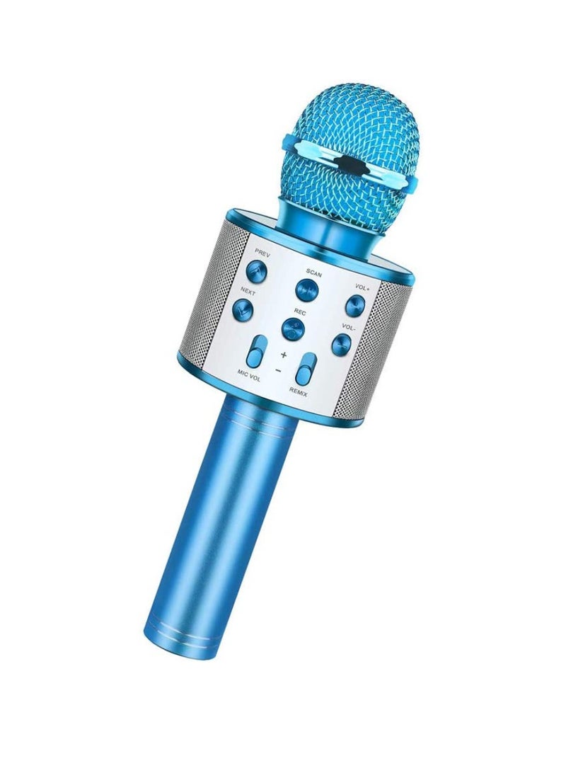 DIGI CORE Kids Microphone Wireless Bluetooth Karaoke Microphone Portable Handheld Karaoke Mic Speaker Machine For Home Party Birthday For All Smartphones Karaoke Machine Toys For Boys & Girls WS-858 Blue - Image 2