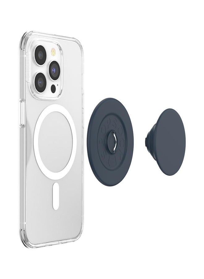 PopSockets Round Phone Grip Compatible with MagSafe, with Adapter Ring, Phone Stand, Wireless Charging Compatible, Soft Touch (Navy Blue) - Image 5