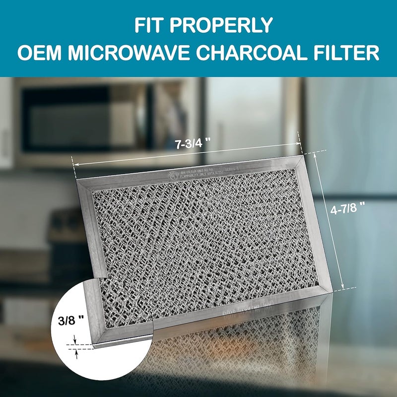 Omaeon Microwave Charcoal Filter Replacement JX81C WB02X10776 – Fits GE, LG, Kenmore, 5230W1A011E 5230W1A011B 5230W1A011C – Activated Carbon Vent Filter – 4-7/8" x 7-3/4" – 2-Pack - Image 4