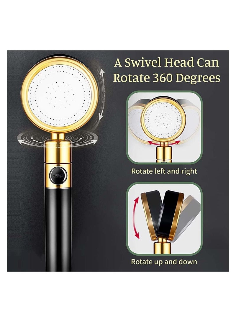 Shower Head High Pressure Water Saving Flow 360 Rotating Hand Held Showerhead Metal Universal Replacement Handheld Showerheads Pressurized for Bathroom Low - Image 3
