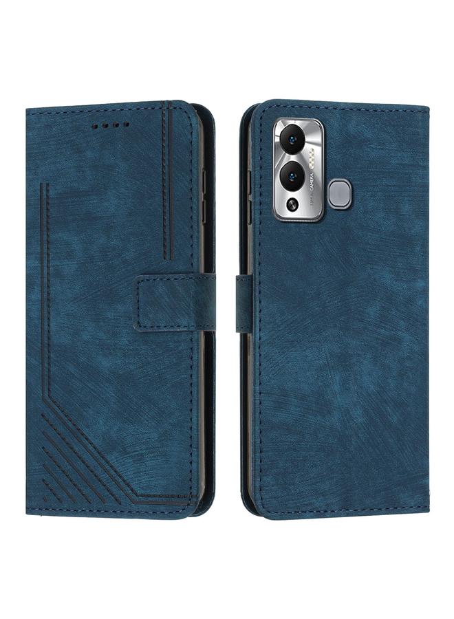 Zaboon Case For Infinix Hot 12 Play Skin Feel Stripe Pattern Leather Phone Case with Lanyard - Image 2