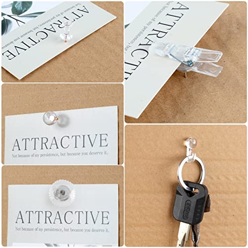 Utron 235 Pcs Push Pins Set, Thumb Tacks, Tacks, Push Pins for Bulletin Board, Wall, Cork Board, Clear Thumb Tacks (5 Style) - Image 4