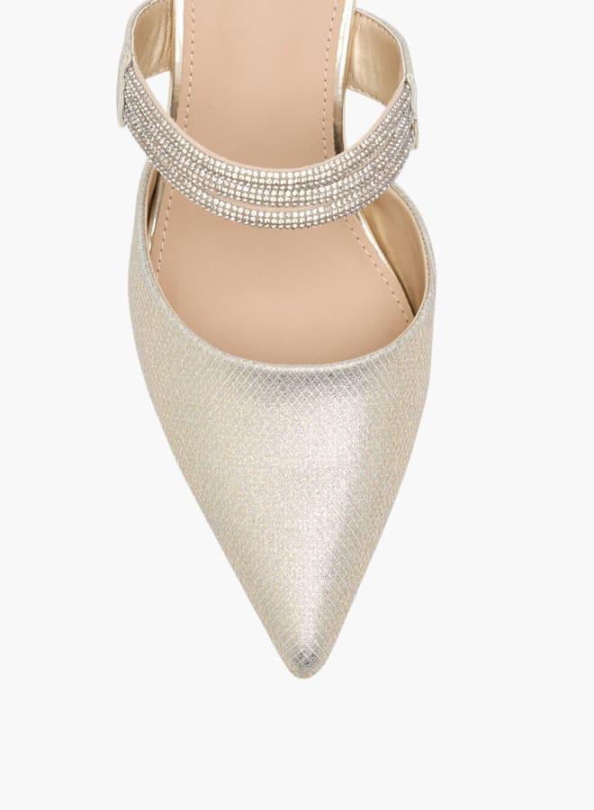 Flora Bella By Shoexpress Womens Embellished Pointed Toe Mules With Flared Heels Ramadan Collection - Image 4