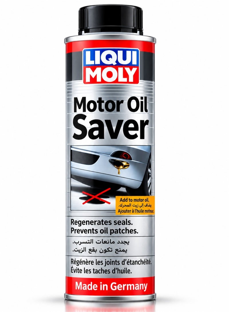 ليكوي مولي مُضاف "Motor Oil Saver" من LIQUI MOLY (سعة 300 مل) - مُضاف لزيت المحرك مخصص لمحركات البنزين والديزل؛ يتميز بتركيبة تعتني بموانع التسرب (الحشوات)، ويساعد في تقليل استهلاك الزيت، ومنع التسربات، والحد من دخان العادم وضجيج المحرك. - Image 1