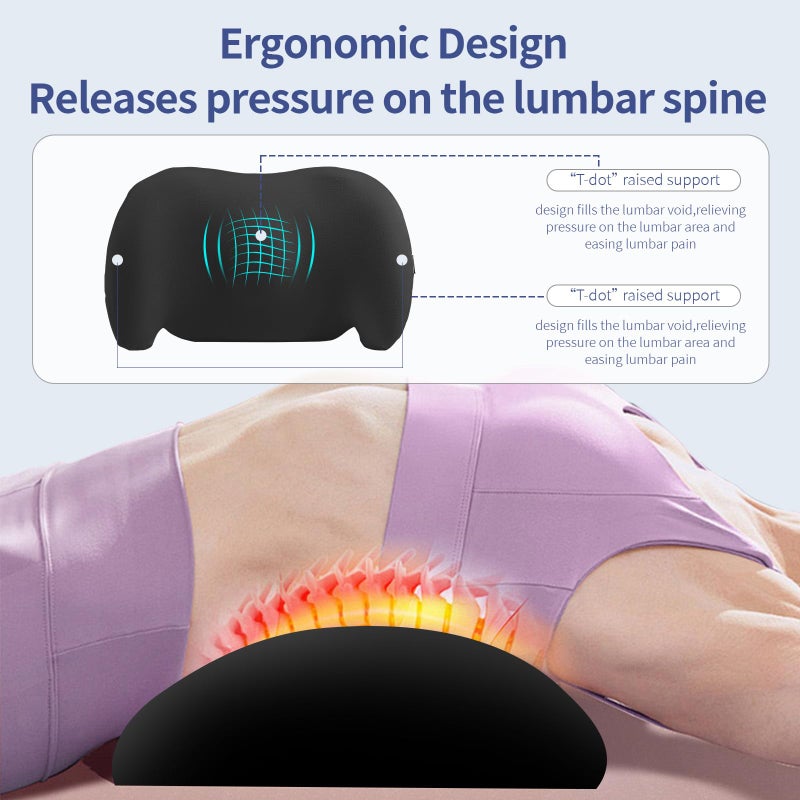 BYMECOST Lumbar Support Pillow for Office Chair, Car Lumbar Pillow Lower Back Pain Relief, Memory Foam Back Cushion with Adjustable Straps, Ergonomic Chair Back Pillow for Gaming Chair, Car, Bed (A-Black) - Image 5