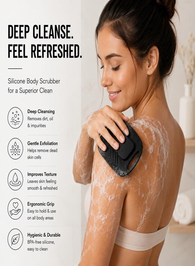 SKINSIDE Silicone Body Scrubber for Bath | Soft Silicone Bristles Body Brush for Men & Women | Exfoliating Bath Scrubber with Easy Grip Handle | Hygienic Loofah Alternative for Shower | Skin Exfoliator & Body Wash Brush - Image 4